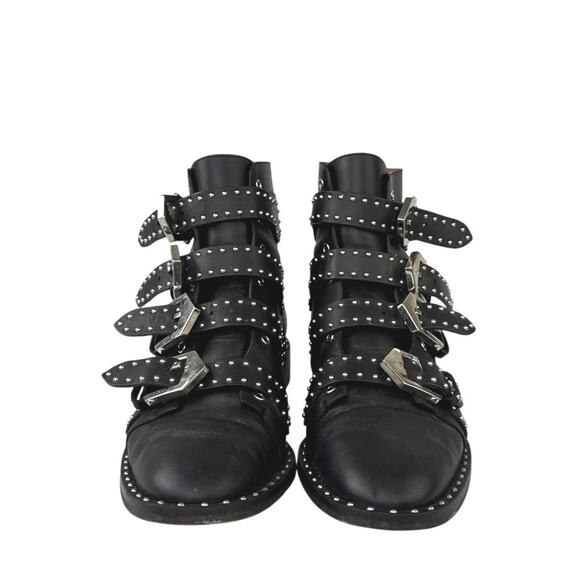 Givenchy Women's Black Leather Studded Buckle Pointed Toe Ankle Boots Size 7.5 - Picture 3 of 8